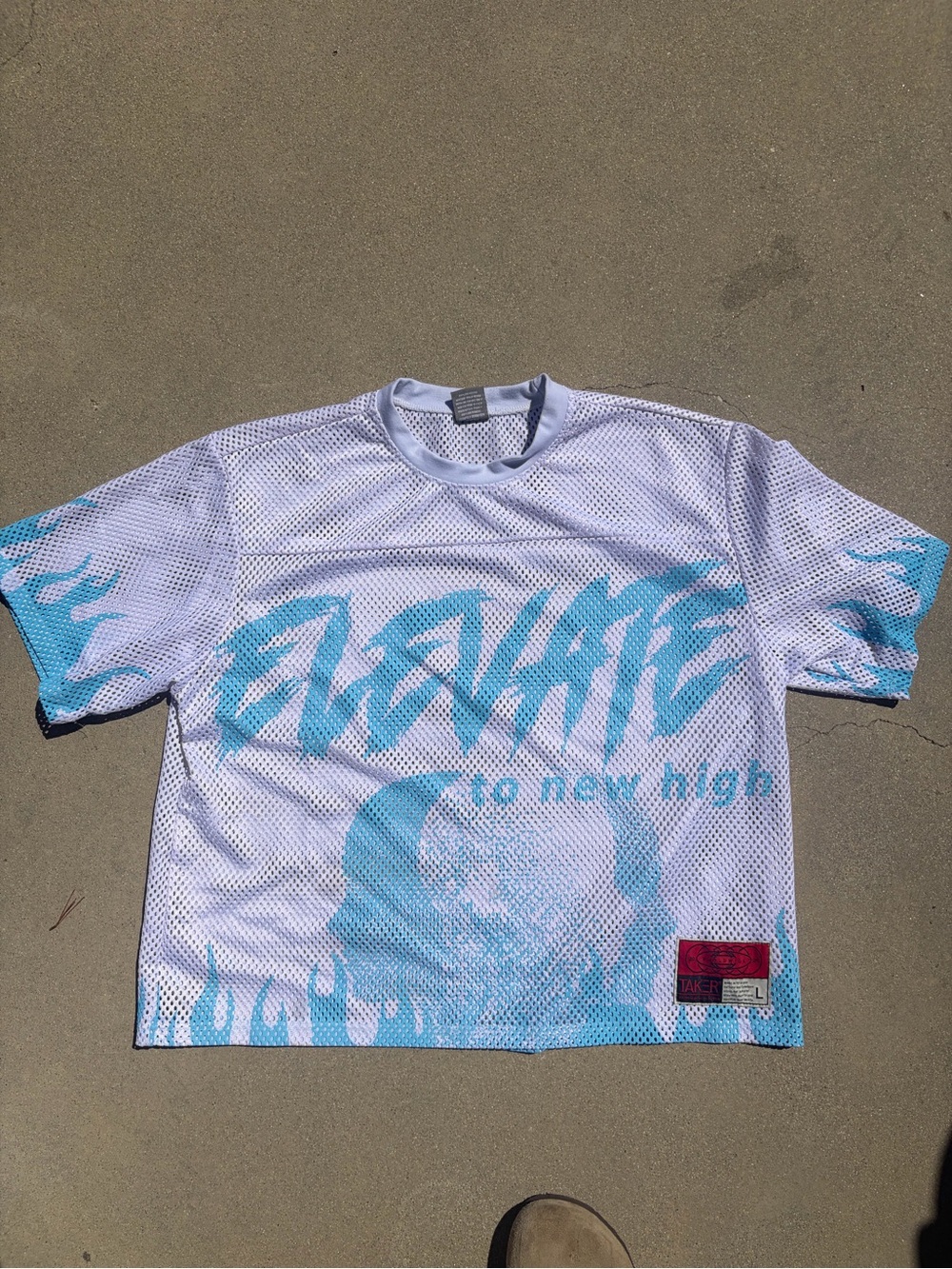 Elevate Graphic Mesh blue flame tee Size L